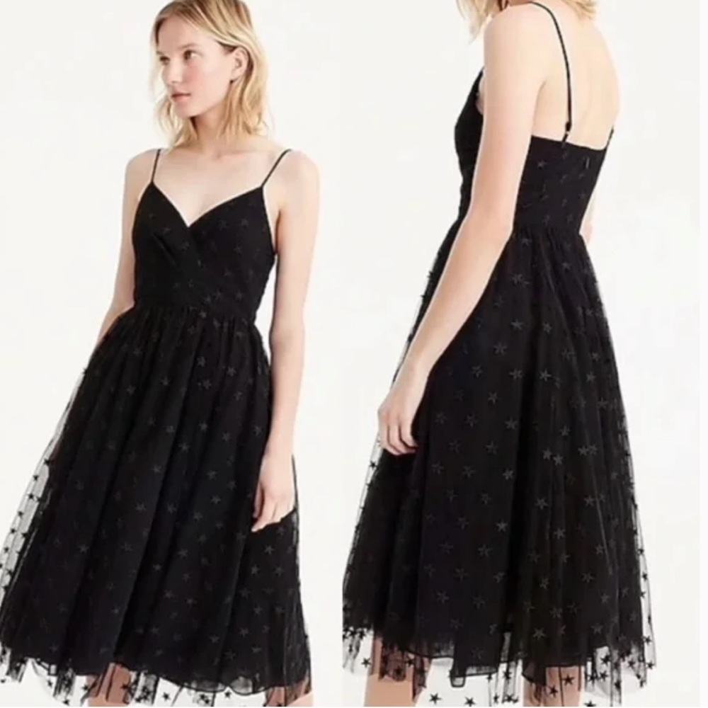J. Crew Black Star Tulle Dress Size 16